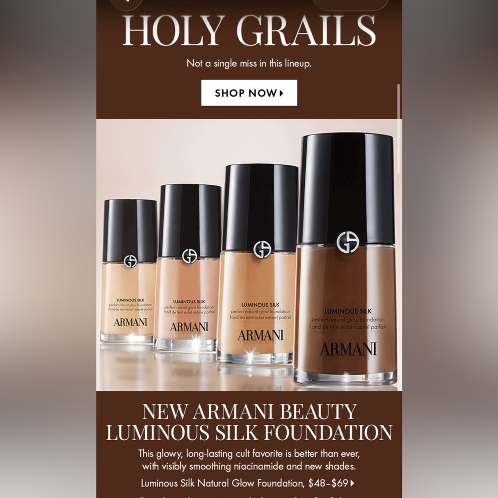 NiB! Giorgio Armani Luminous Silk Foundation 1 2 3.75 3.8 4 4.5 6 6.5 8 Sephora - Picture 2 of 4